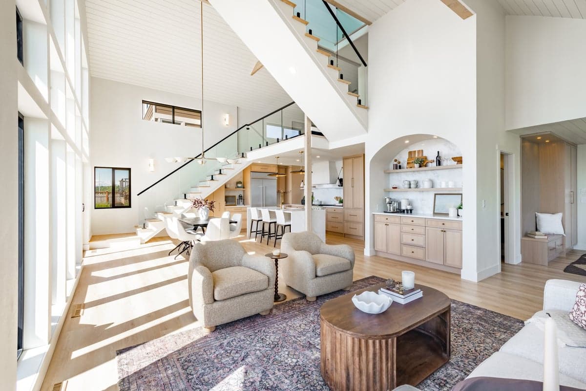 Clean, dust-free interior after construction with fresh windows and floors
